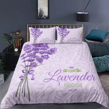 Floral Bettwäsche Conjunto 3D de lavender, entre outros Gedruckt Edredom Edredom Abdeckung Kissenbezug Erwachsene Tipo Schlafzimmer Casa Textilien Einzige