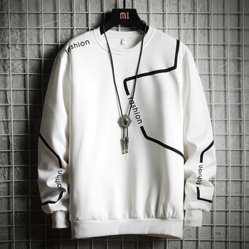 EL BARCO de Moda Primavera de Algodão, Moletom com Capuz Macio Macho Preto Tops Coat O-Pescoço-Branco Jaqueta de Harajuku Pulôver Shirt M-3XL