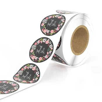 500pcs/rolo de Flor Bonito Obrigado Série de Round Sticker Selo Labes Mutifunction DIY Decorativos Presentes Pacote de Etiquetas para o Cozimento