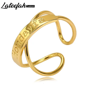 Lateefah Nome Anéis Personalizados para Mulheres Meninas infinito Personalidade Anéis Anel de Cobre Homens Antigos Coração Personalizado Gravado Jóias